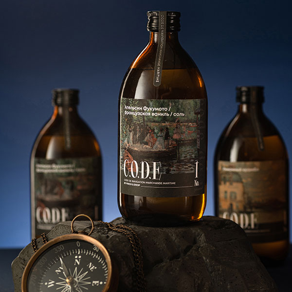 Кордиал «Апельсин Фукумото / Французская Ваниль / Соль» C.O.D.E;стекло;0,5л;D=7,H=18см