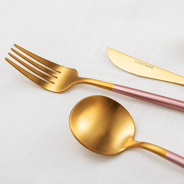 Вилка столовая «Стил Пинк Голд Мэтт»;сталь нерж.;,L=220,B=27мм;золотой,розов.