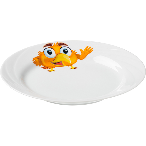 Тарелка «Радужные птички» мелкая;фарфор;D=20см;белый