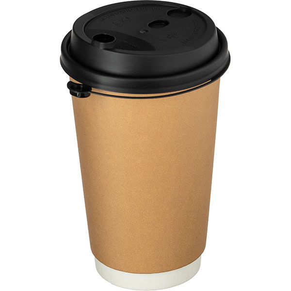 Крышка для стакана одноразовая с питейником[50шт];пластик;D=9,H=2см;черный,матовый