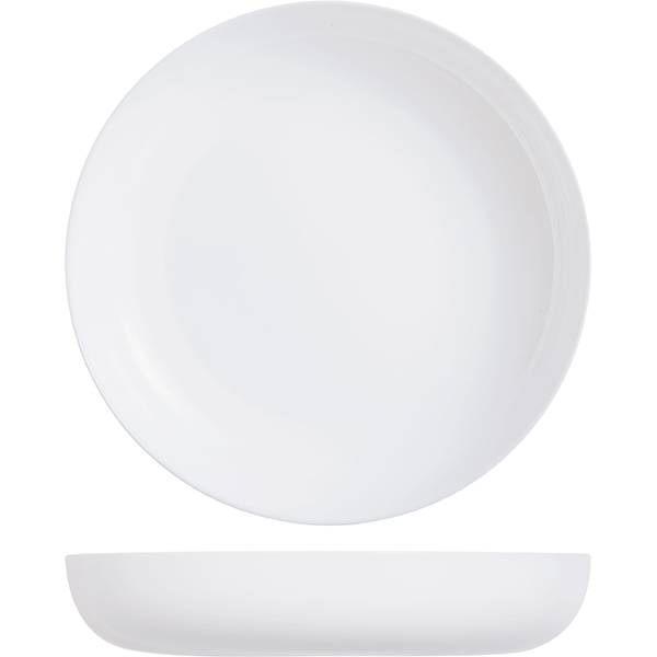 Тарелка глубокая «Эволюшнс Уайт»;стекло;0,95л;D=21,H=4см;белый