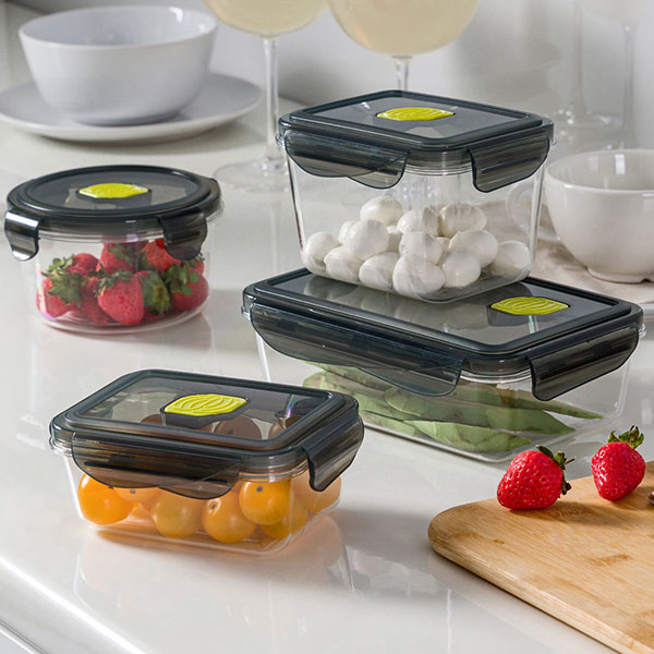 Контейнер для продуктов крышка герметичная с клапаном;тритан;1,35л;,H=82,L=225,B=135мм;прозр.,черный