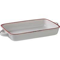 Форма для запекания с ручкой;керамика;,H=35,L=220мм;белый,красный