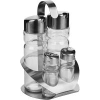 Набор д/специй 4 предм.;стекло,сталь нерж.;,H=18,8,L=11,2,B=12,3см;прозр.,металлич.