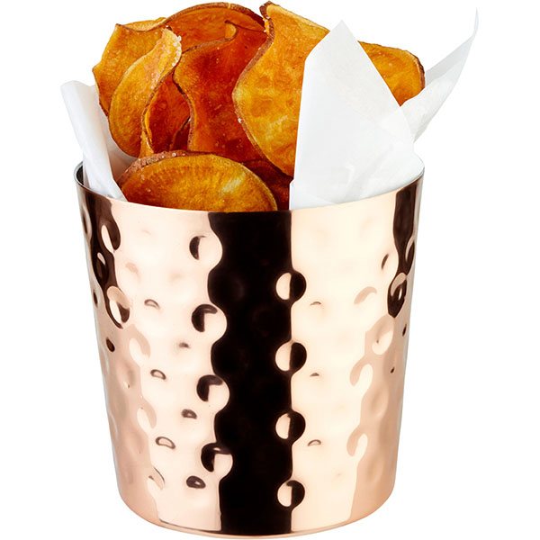 Емкость для закусок рифленая;сталь нерж.,медь;350мл;D=85,H=85мм