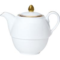 Чайник заварочный «Беништ Голд»;кост.фарф.;460мл;,H=12,4см;белый,золотой