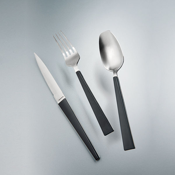 Ложка столовая «Трапе»;сталь нерж.;,L=20/7,B=4см;металлич.,черный