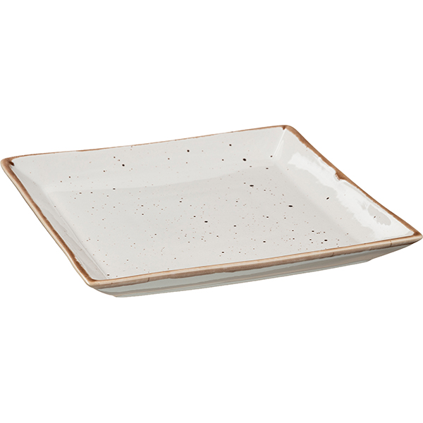 Тарелка «Пунто Бьянка» квадратная;фарфор;,L=22,B=22см;белый,черный