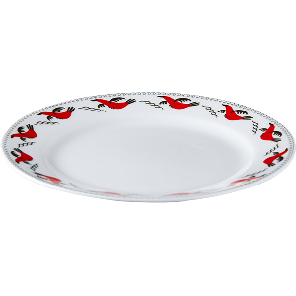 Тарелка «Мезень» Классик Гуси плоская;фарфор;D=19,H=2см;белый,красный
