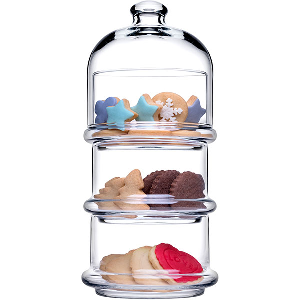 Набор емкостей для десерта «Вилла» с крышкой[3шт];стекло;0,505л;D=94/118,H=261мм;прозр.