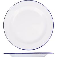 Тарелка мелкая эмалированная;сталь;D=20см;белый,синий