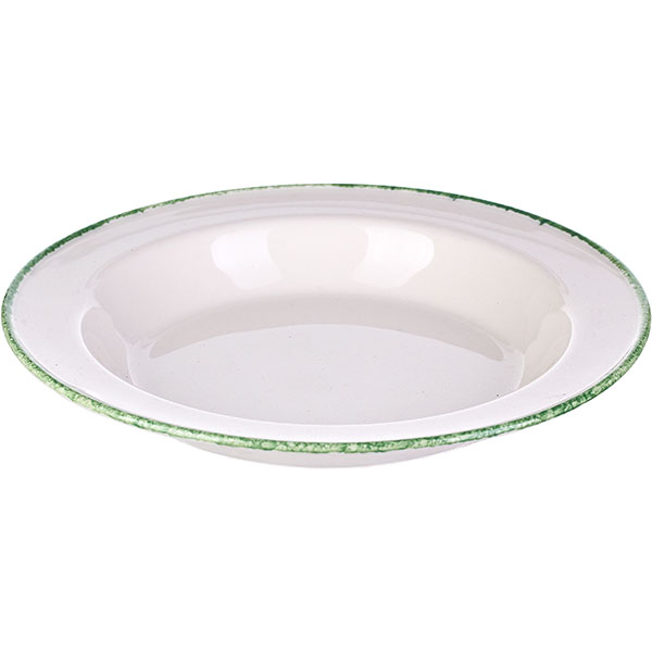 Тарелка глубокая «Грин Дэппл»;фарфор;495мл;D=21,5см;белый,зелен.