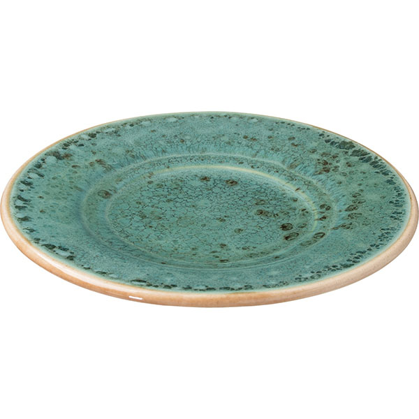 Блюдце «Эрбосо Реативо»;фарфор;D=155,H=20мм;бирюз.,бежев.