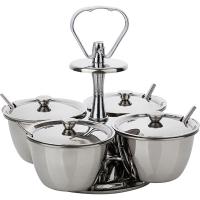 Набор фуршетный для соусов и специй (4 чаши);сталь нерж.,пластик;D=10,H=20,5см;металлич.