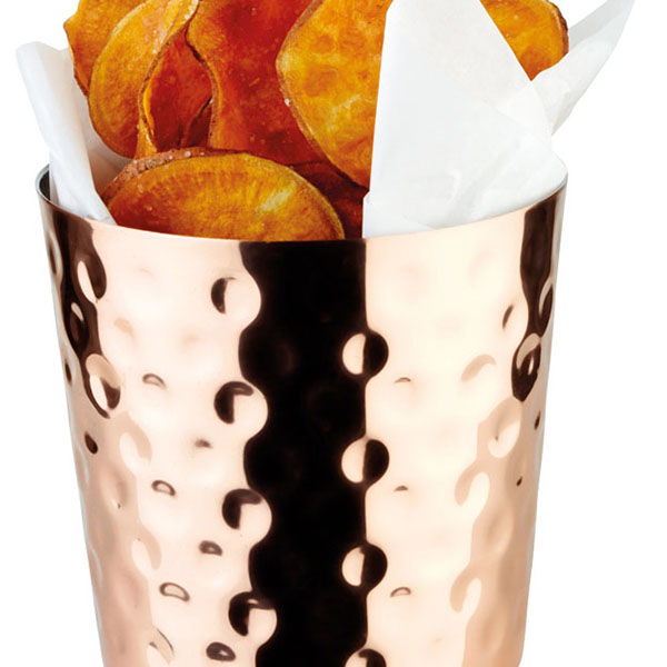 Емкость для закусок рифленая;сталь нерж.,медь;350мл;D=85,H=85мм