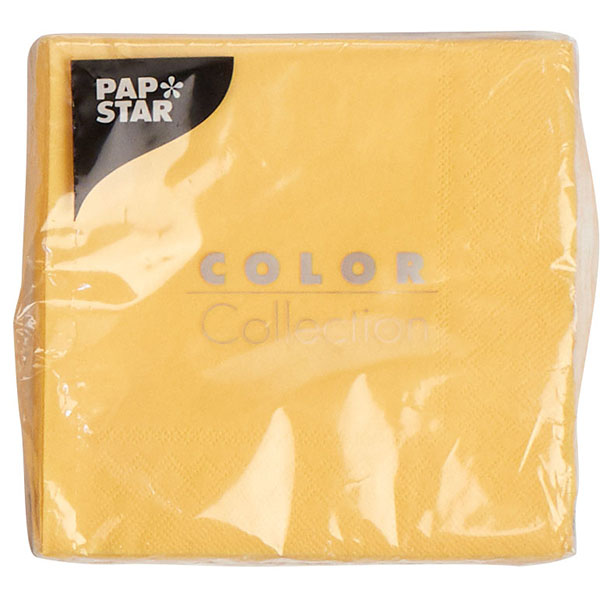 Салфетки 3х-слойные 25*25см[20шт];бум. салфет.;,H=2,L=13,B=13см;желт.