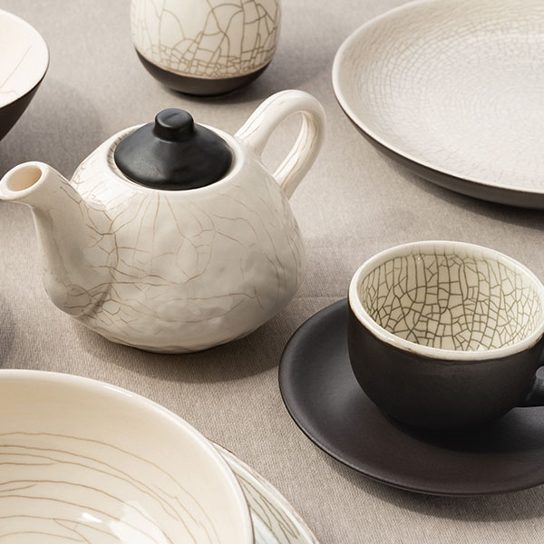 Тарелка «День и ночь» без полей;керамика;D=30см;белый,черный