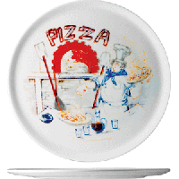 Блюдо для пиццы «Чинция» с рисунком;фарфор;D=28,5см;белый,роспись