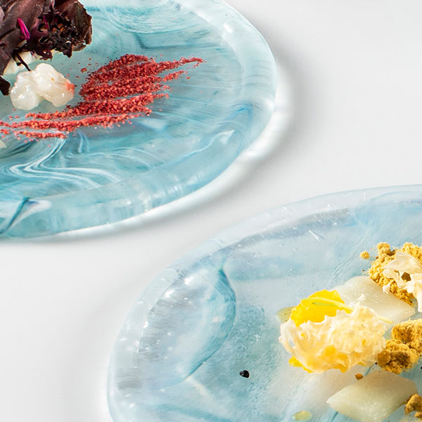 Тарелка «Аквамарин» мелкая;стекло;D=21см;голуб.