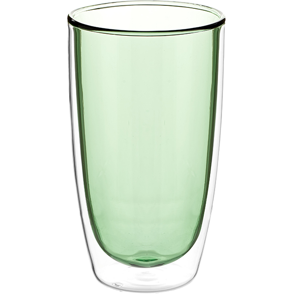 Бокал для горячих напитков «Проотель» двойные стенки;термост.стекло;450мл;D=8см;зелен.