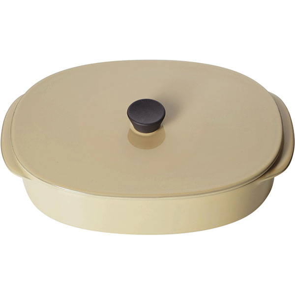 Блюдо для подачи «Карактэр» с крышкой с ручками;керамика;1,3л;,H=90,L=260,B=185мм;бежев.,черный