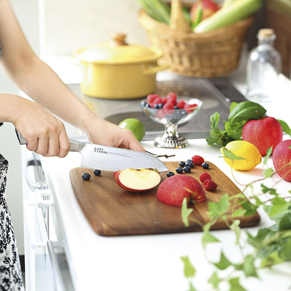 Нож поварской «Диакросс» сантоку;сталь нерж.;,H=20,L=260/140,B=25мм;металлич.