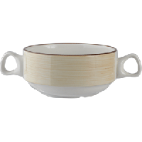 Чашка бульонная «Чино»;фарфор;285мл;D=105,H=60,L=165мм;белый,бежев.