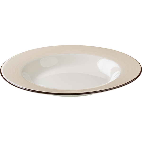 Блюдо «Чино» глубокое;фарфор;0,75л;D=300,H=35мм;белый,бежев.