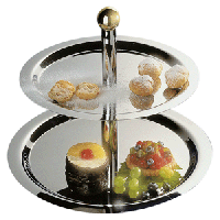 Поднос-этажерка 2-х ярусн. д/фруктов;сталь;D=32/38,H=33см;металлич.