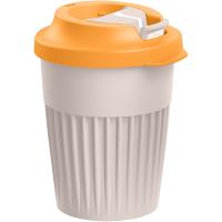 Стакан для горячих напитков с клапаном;полипроп.;350мл;D=92,H=124мм;бежев.