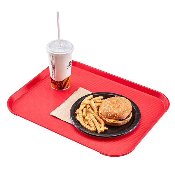 Поднос прямоугольный для Фаст Фуд;пластик;,L=45,7,B=35,5см;красный