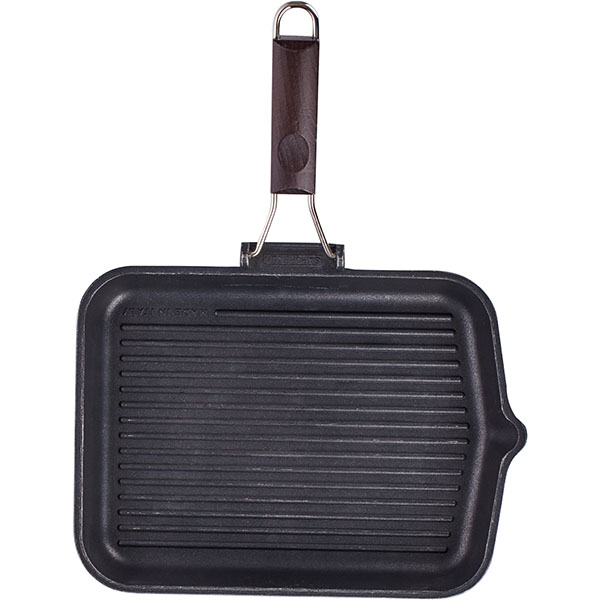 Сковорода-гриль;алюм.литой,дерево;,H=40,L=290/450,B=275мм;черный