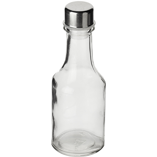 Емкость д/масла;стекло,сталь нерж.;250мл;D=55,H=180мм;прозр.,металлич.