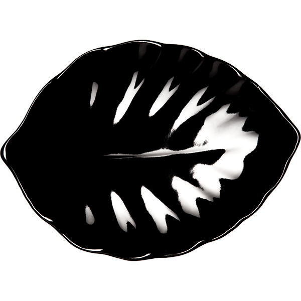 Блюдо «Кунстверк» лист;фарфор;,H=19,L=150,B=110мм;черный