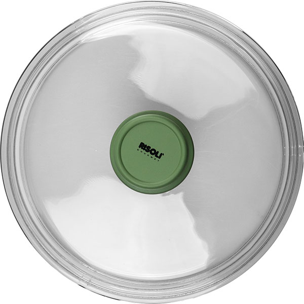 Крышка д/сковороды «Д.Грин»;стекло;D=24см;прозр.,зелен.