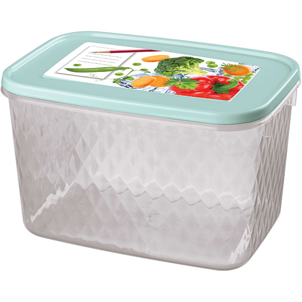 Контейнер для продуктов с крышкой;полипроп.;1,7л;,H=11,L=18,B=12,5см;прозр.,голуб.