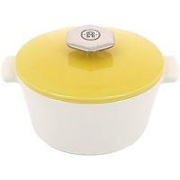 Кастрюля для сервировки «Революшн» с крышкой;керамика;0,5л;D=136,H=92мм;белый,желт.