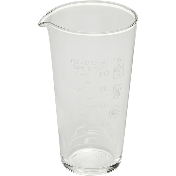 Мензурка ТС ГОСТ-1770-74;стекло;100мл;D=55/35,H=105мм;прозр.