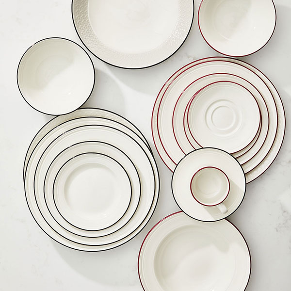 Тарелка «Бид Блэк Бэнд»;фарфор;D=28см;белый,черный