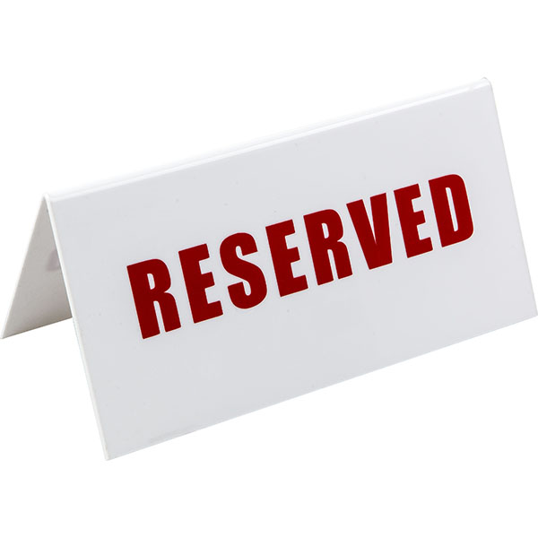 Табличка «Зарезервировано»;пластик;,H=95,L=200,B=100мм;белый,красный