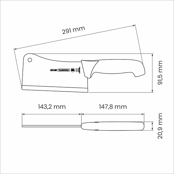 Топорик для мяса «Профешионал Мастер»;нерж.,пластик;,L=295/145,B=90мм;белый