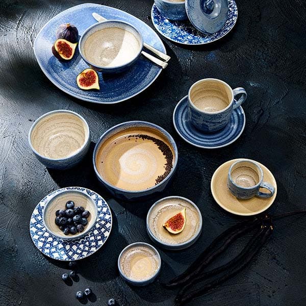 Салатник «Аврора Революшн Блюстоун»;фарфор;270мл;D=135,H=35мм;бежев.,синий