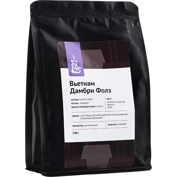 Кофе молотый «Дамбри Фолз» Doppio (Робуста 100% Ламдонг);250г