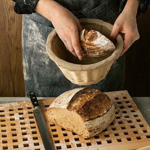 Корзина для расстойки теста круглая на 1,0кг;лоза ивовая,ткань;D=24,H=12,5см;бежев.