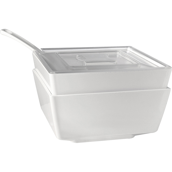 Салатник;пластик;1,5л;,H=95,L=195,B=195мм;белый