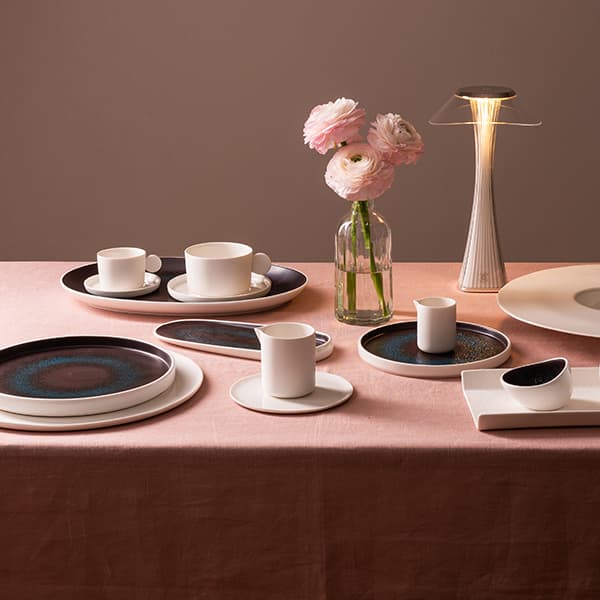 Блюдо «Эстиа» овальное;фарфор;,H=3,L=33,B=22см;синий,коричнев.