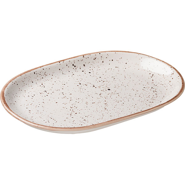 Блюдо «Пунто Бьянка» овальное;фарфор;,H=25,L=300,B=220мм;белый,черный