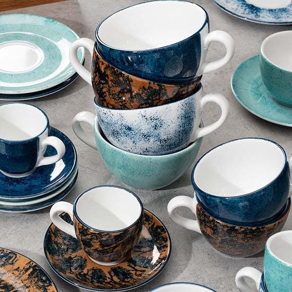 Блюдце «Аида» с декором;фарфор;D=14,5см;бирюз.