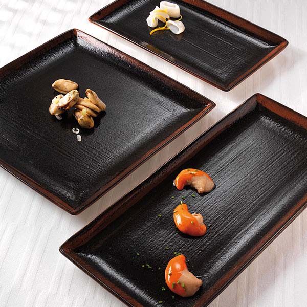 Блюдо «Кото» прямоугольное;фарфор;,L=27,B=16,5см;черный,коричнев.