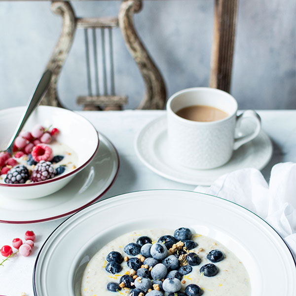 Салатник «Бид Марун Бэнд»;фарфор;D=16,5см;белый,бордо